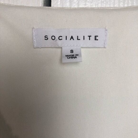 Socialite Dress Midi Wedding Ivory Lace Overlay Lace Bell Sleeves Small - Picture 6 of 7